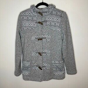 Patagonia Women's Better Sweater Icelandic Coast Toggle Coat Hooded Gray Medium